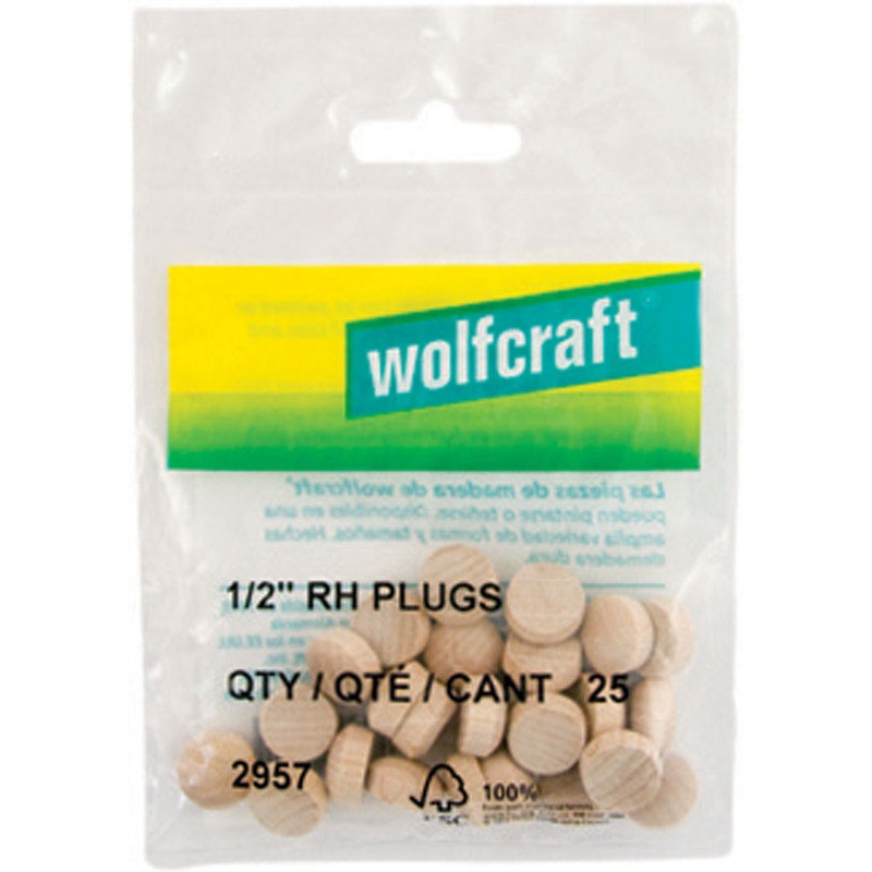 Wolfcraft Round Hardwood Head Plug 1/2 in. Dia.
