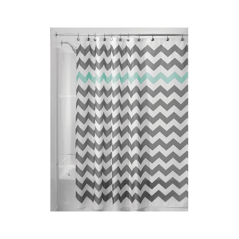 InterDesign 72 in. H x 72 in. L Gray and Aruba Chevron Shower Curtain