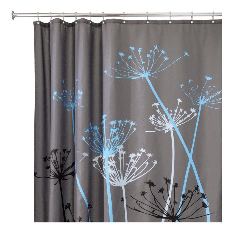 InterDesign 72 in. H x 72 in. L Gray Thistle Shower Curtain