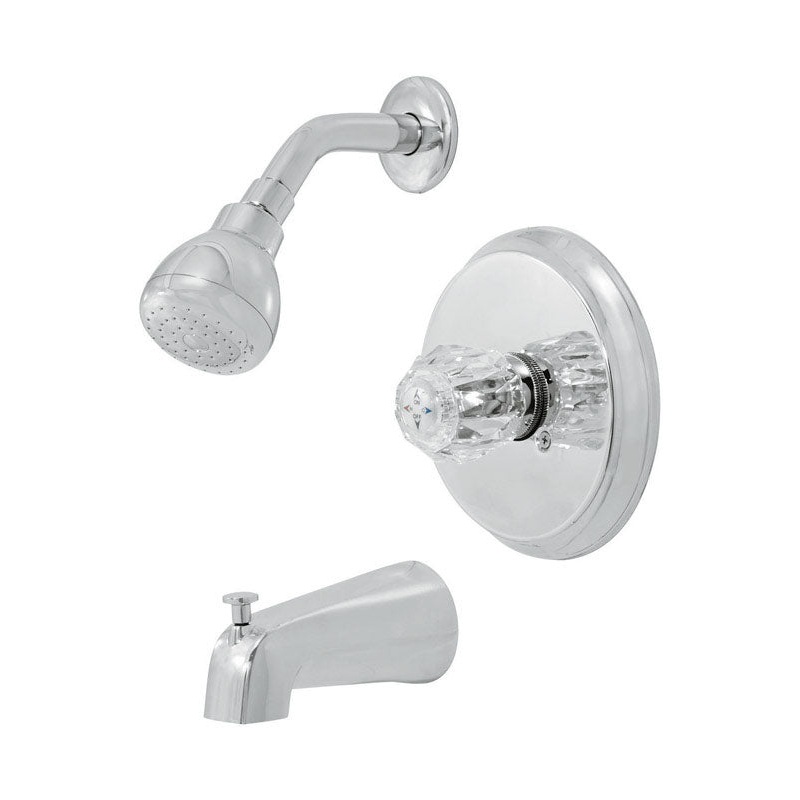 OakBrook Tub and Shower Faucet 1 Knob Washerless Cartridge Chrome Finish