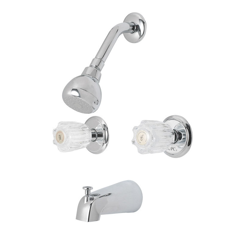 OakBrook Tub and Shower Faucet 2 Handles Washerless Cartridge Chrome Finish
