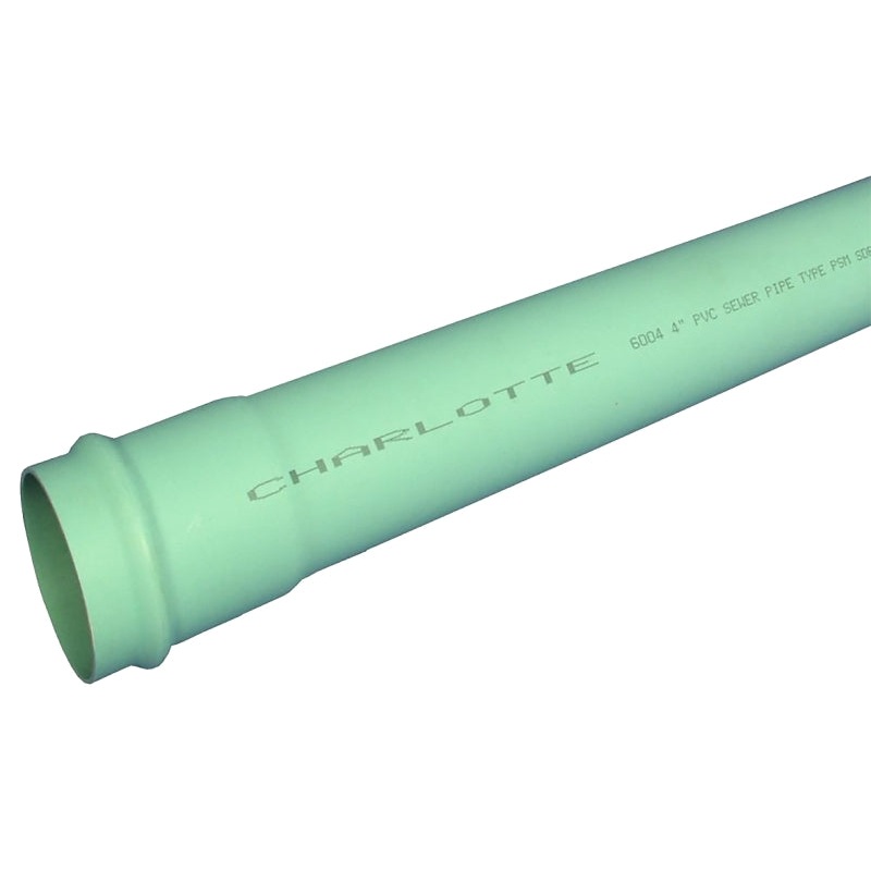 Charlotte Pipe S/M 06006G 1400 Pipe, 6 in, 14 ft L, PVC, Light Green