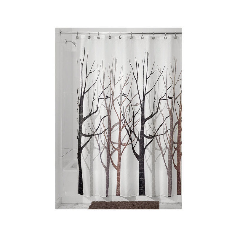 InterDesign 72 in. H x 72 in. L Gray and Black Bare Trees Shower Curtain