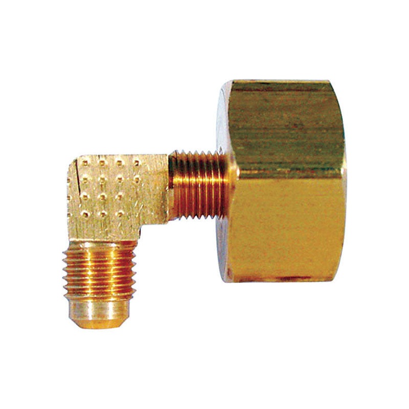 JMF 3/4 in. Dia. x 1/4 in. Dia. FHT To Flare To Flared 90 deg. Yellow Brass Elbow