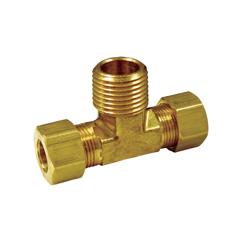 JMF 3/8 in. Dia. x 3/8 in. Dia. x 1/4 in. Dia. Compression To Compression To MPT Yellow Brass Tee