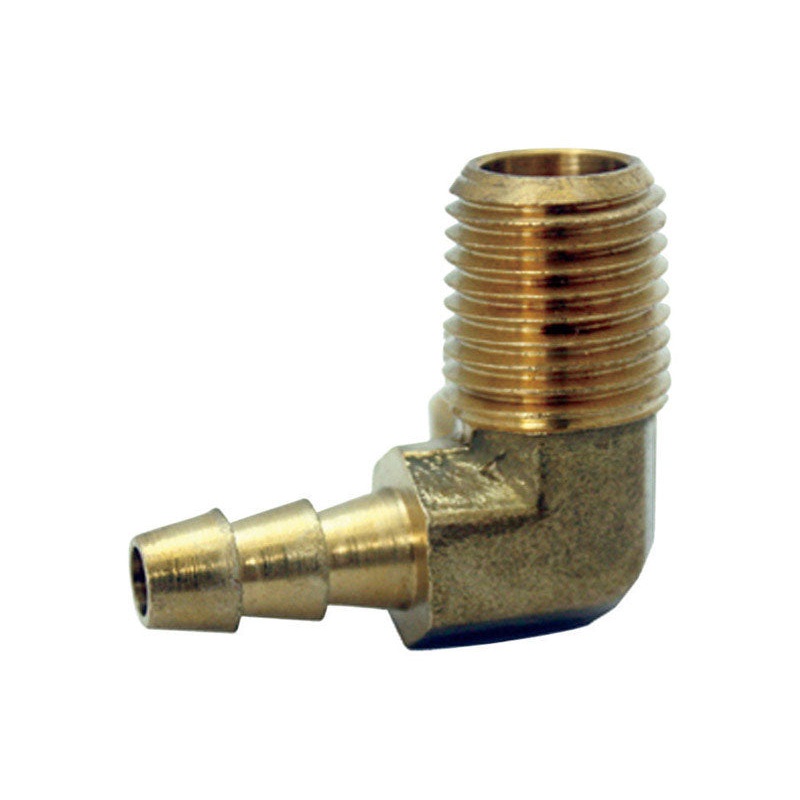 JMF Brass Hose Barb Elbow 1/4 in. Dia. x 1/4 in. Dia. Yellow 1 pk