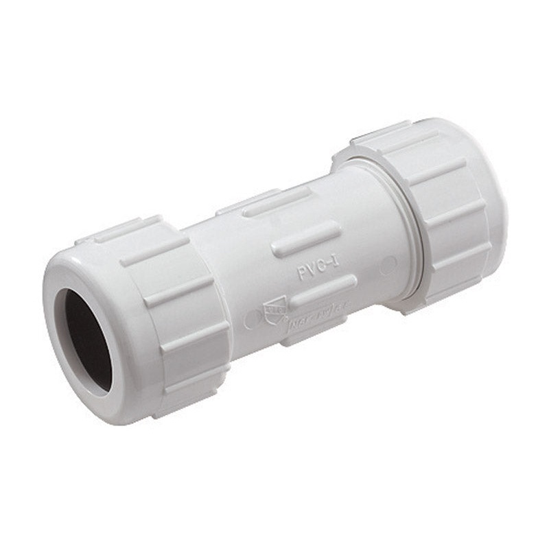 King Brothers Inc. 1-1/4 in. Dia. x 1-1/4 in. Dia. PVC Lead-Free Compression Coupling