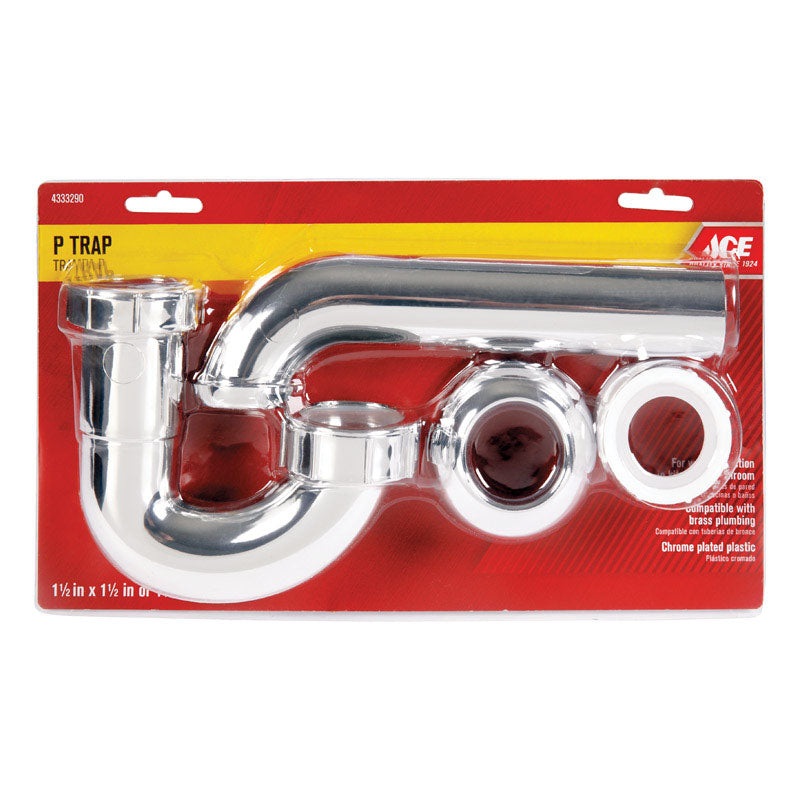 Ace 1-1/2 in. Dia. x 1-1/2 in. Dia. schedule 40 Slip To Slip Chrome Plated Brass P Trap