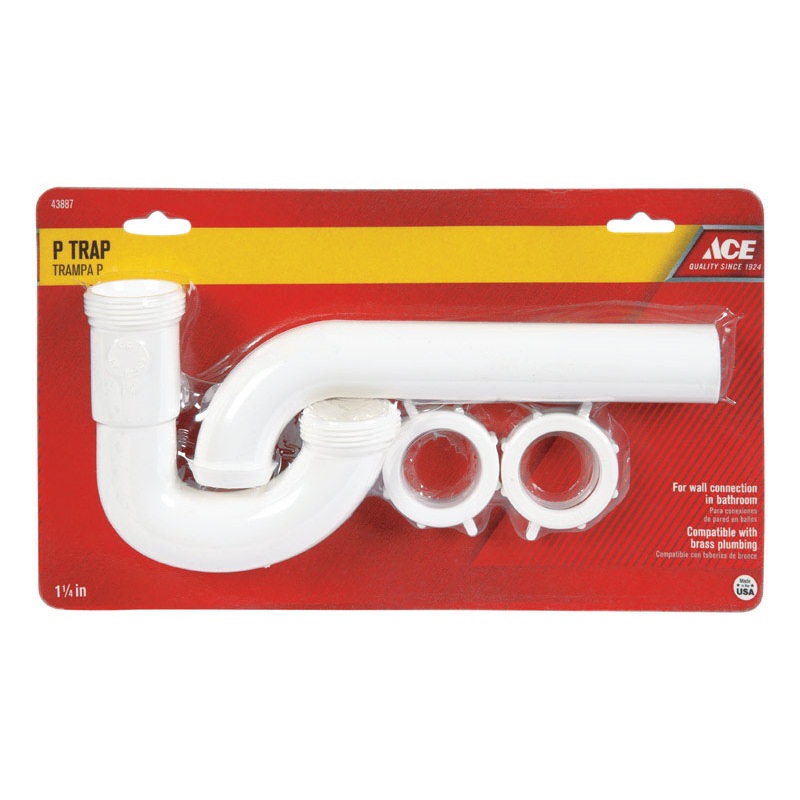 Ace 1-1/4 in. Dia. x 1-1/4 in. Dia. Slip To Slip Plastic P Trap