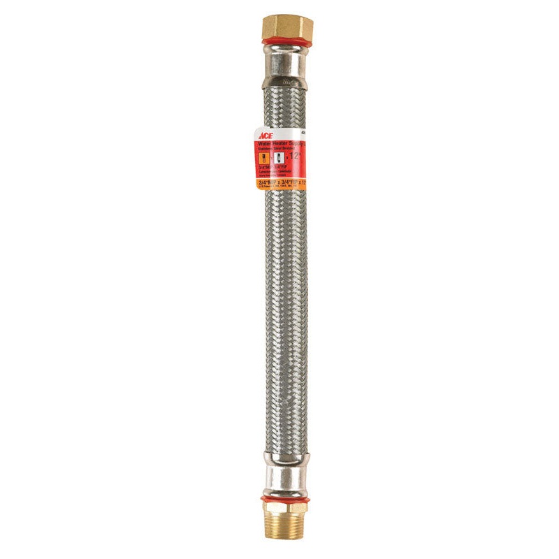 Ace 3/4 in. FIP x 3/4 in. Dia. MIP Stainless Steel Water Heater Supply Line 12 in.