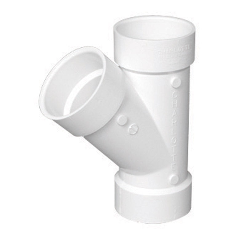 Charlotte Pipe Schedule 40 4 in. Dia. x 4 in. Dia. x 4 in. Dia. Hub To Hub To Hub 45 deg. PVC Wy