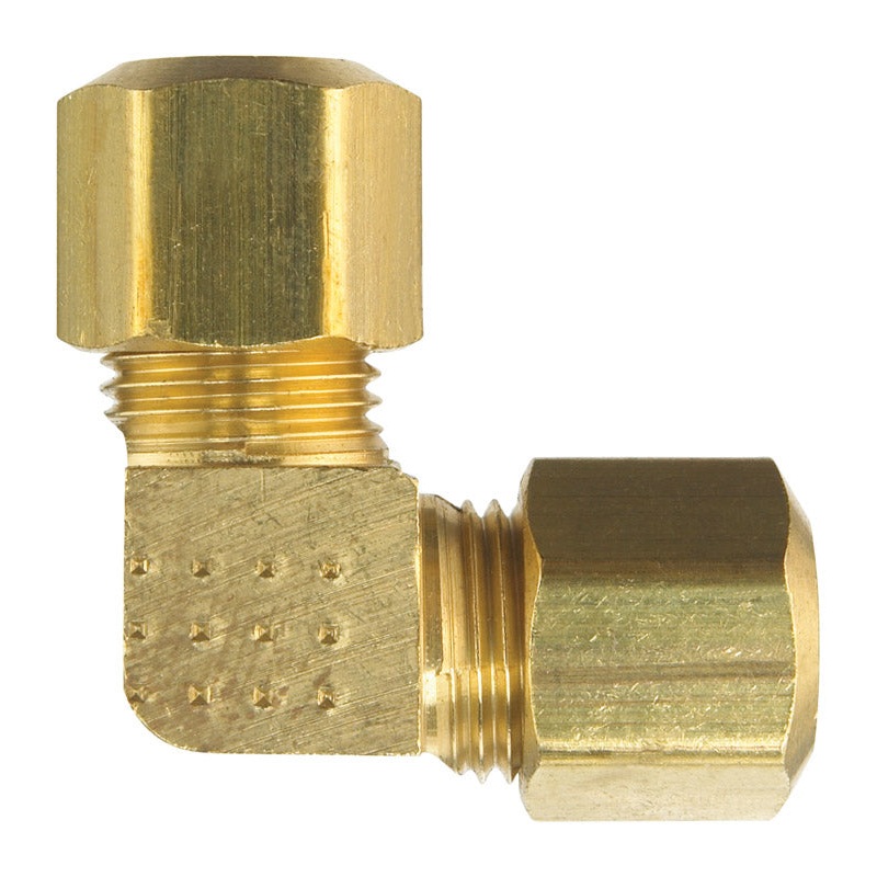 JMF 1/2 in. Dia. x 1/2 in. Dia. Compression To Compression To Compression 90 deg. Yellow Brass El