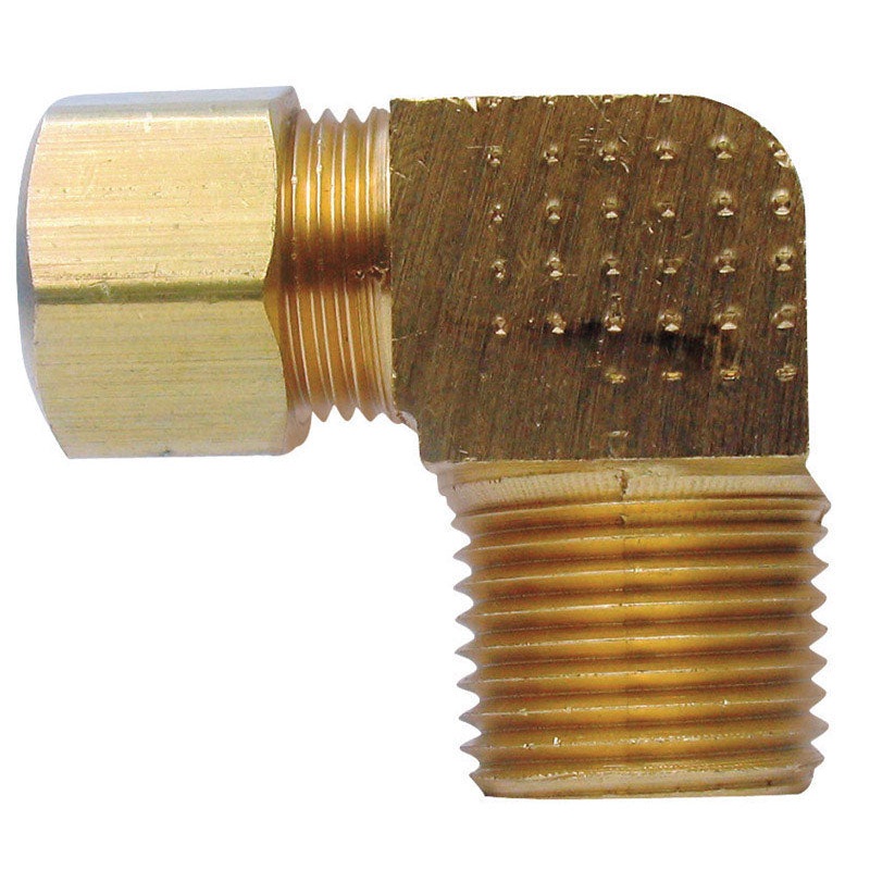 JMF 1/2 in. Dia. x 1/2 in. Dia. Compression To MPT To Compression 90 deg. Yellow Brass Elbow