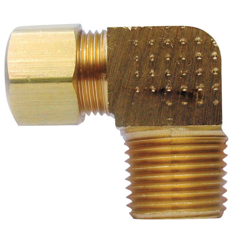 JMF 1/2 in. Dia. x 3/8 in. Dia. Compression To MPT To Compression 90 deg. Yellow Brass Elbow