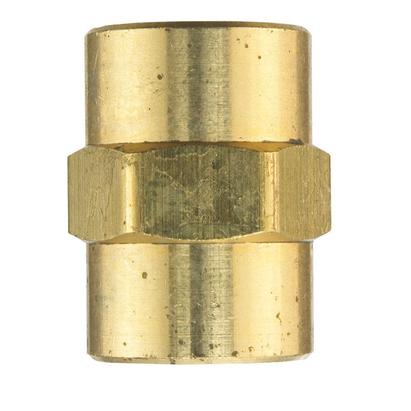 JMF 1/4 in. Dia. x 1/4 in. Dia. FPT To FPT Yellow Brass Coupling