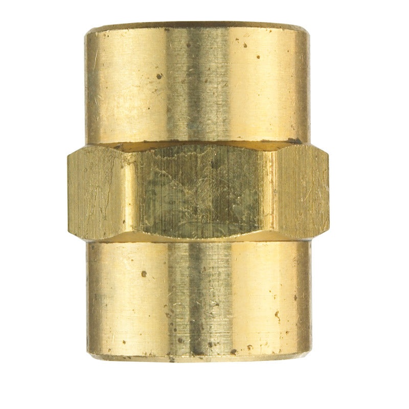 JMF 3/8 in. Dia. x 3/8 in. Dia. FPT To FPT Yellow Brass Coupling