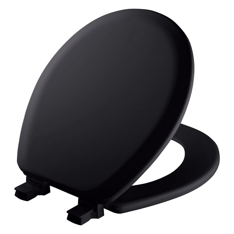 Mayfair Never Loosens Round Black Wood Toilet Seat