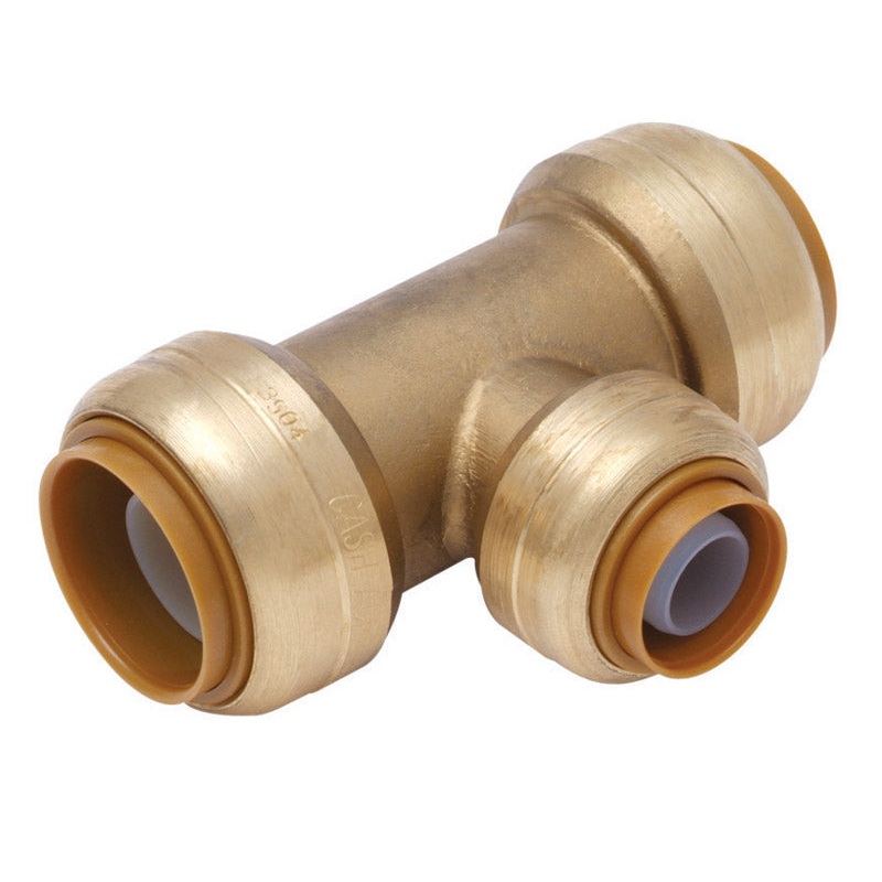 Sharkbite 1 in. Dia. x 1 in. Dia. x 3/4 in. Dia. Push To Push To Push Brass Reducing Tee