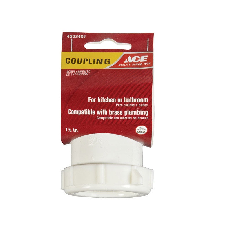 Ace 1-1/2 in. Dia. x 1-1/2 in. Dia. Slip To Slip Plastic Coupling