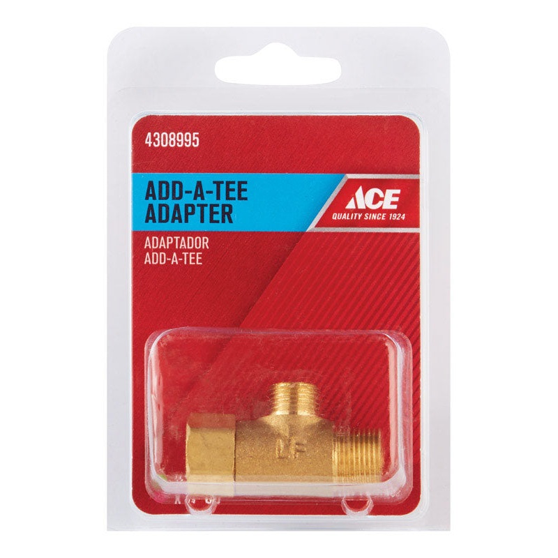 Ace 3/8 in. Dia. x 1/4 in. Dia. Female Compression Swivel To Male Compression Brass Add A Tee Ada