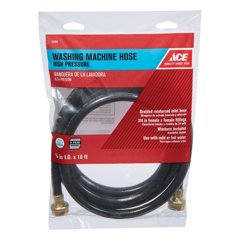 Ace 3/8 in. Dia. x 3/4 in. Dia. x 10 ft. L Washing Machine Hose Reinforced Coil