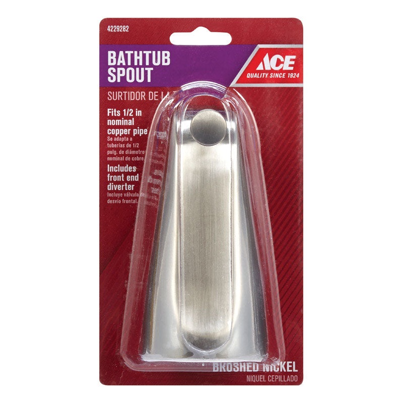 Ace Bathtub Diverter Spout Brushed Nickel Finish