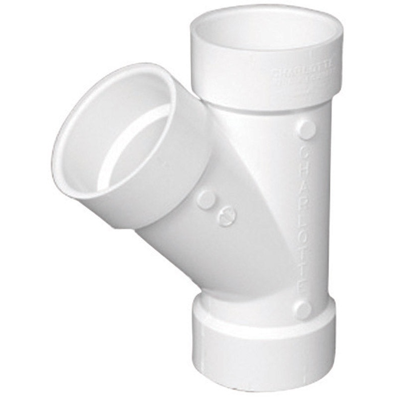 Charlotte Pipe 2 in. Dia. x 2 in. Dia. x 2 in. Dia. Hub To Hub To Hub 45 deg. Schedule 40 PVC Wy