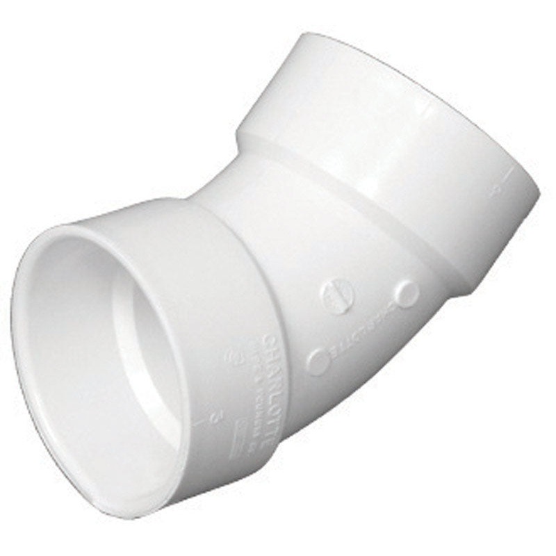 Charlotte Pipe Schedule 40 Hub To Hub 2 in. Dia. x 2 in. Dia. 45 deg. PVC Elbow
