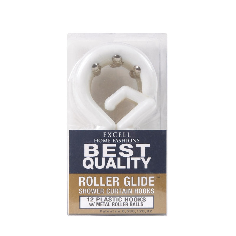 Excell Roller Glide Shower Curtain Rings 1-5/8 in. L Plastic 12 pk