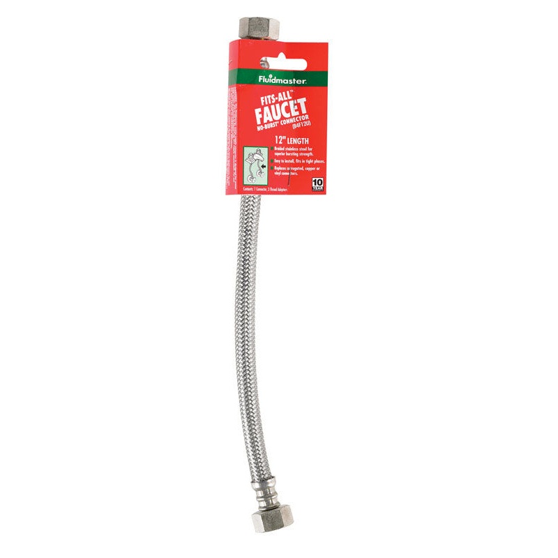 Fluidmaster 1/2 in. FIP x 1/2 in. Dia. Compression Stainless Steel Faucet Supply Line 12 in.