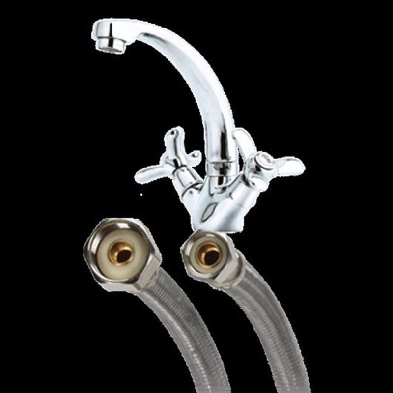 Fluidmaster 1/2 in. FIP x 1/2 in. Dia. Compression Stainless Steel Faucet Supply Line 20 in.