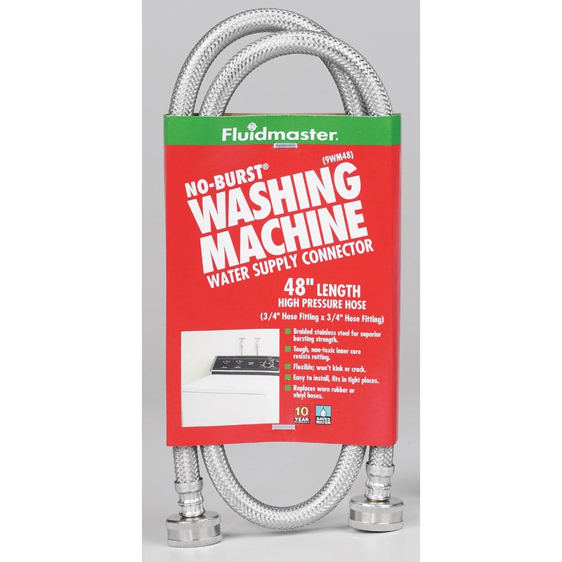 Fluidmaster 3/4 in. Hose x 3/4 in. Dia. Hose Stainless Steel Washing Machine Supply Line 48 i