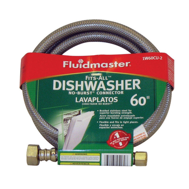 Fluidmaster 3/8 in. Compression x 1/2 in. Dia. FIP Stainless Steel Dishwasher Supply Line 60