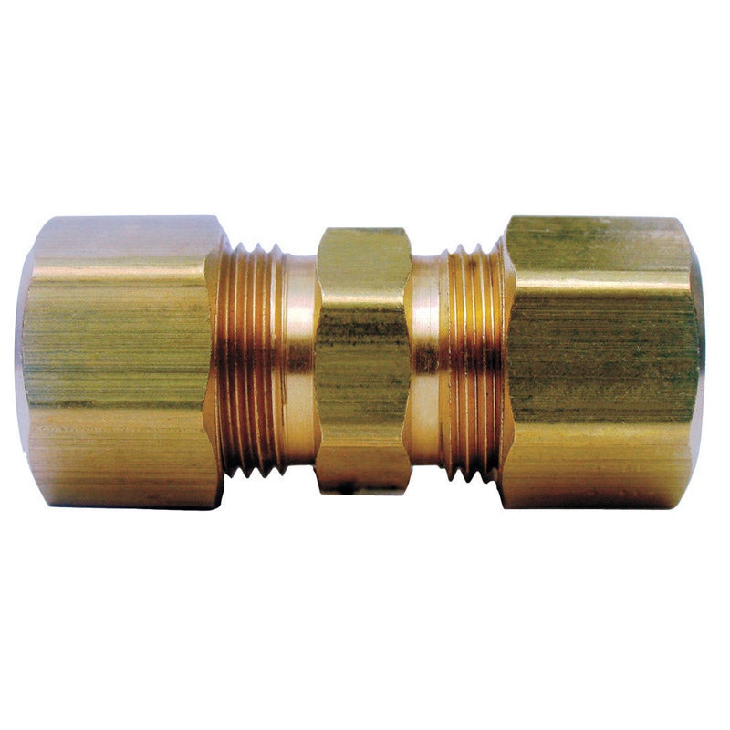 JMF 1/2 in. Dia. x 1/2 in. Dia. Compression To Compression Yellow Brass Union