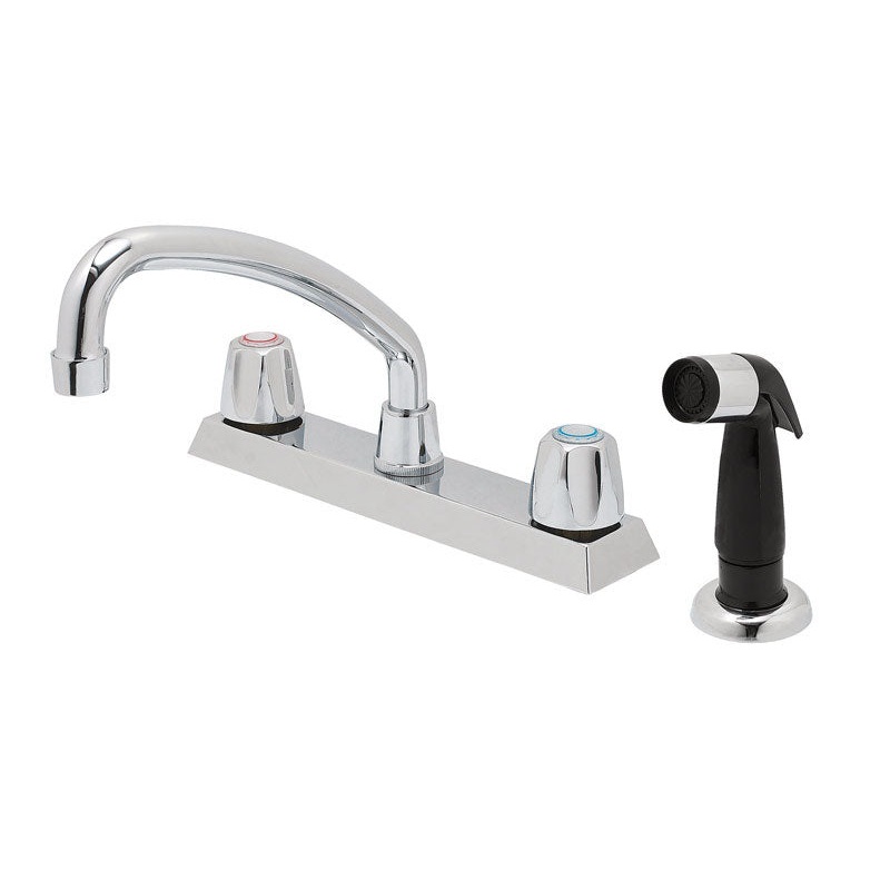 OakBrook Washerless Cartridge Two Handle Chrome Kitchen Faucet Side Sprayer Included