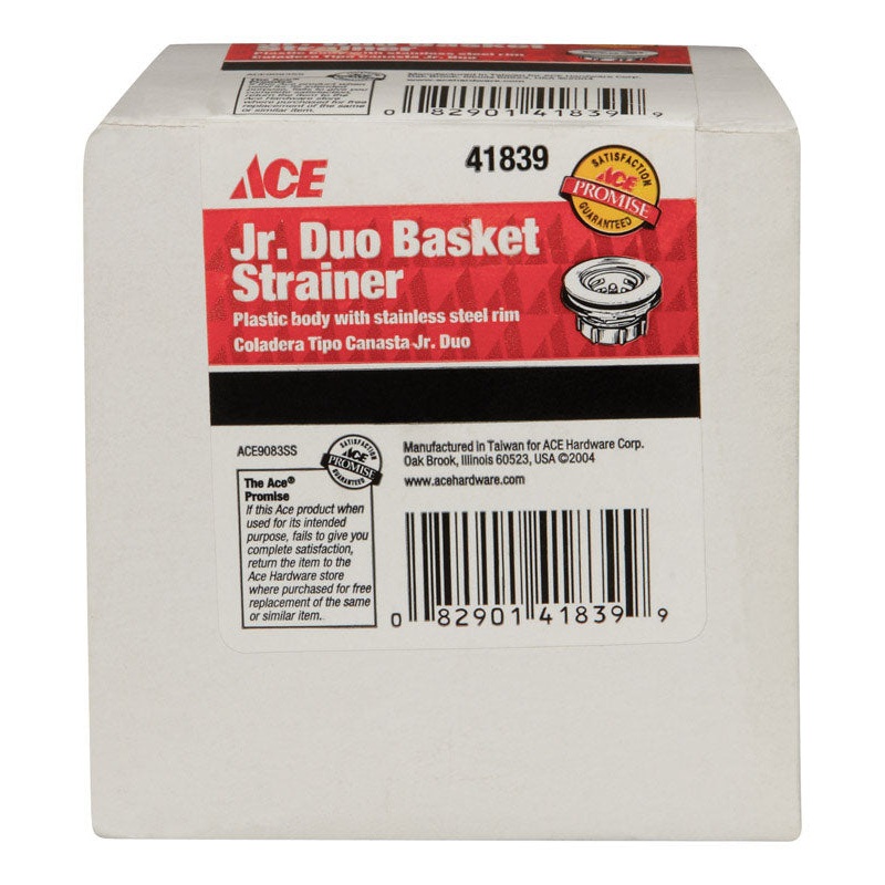 Ace 2-1/2 in. Dia. Junior Duo Strainer Stainless Steel Rim