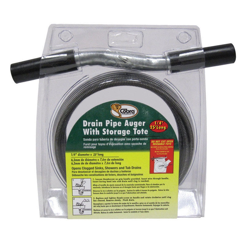 Cobra 1/4 in. Drain Pipe Auger 25 ft. L