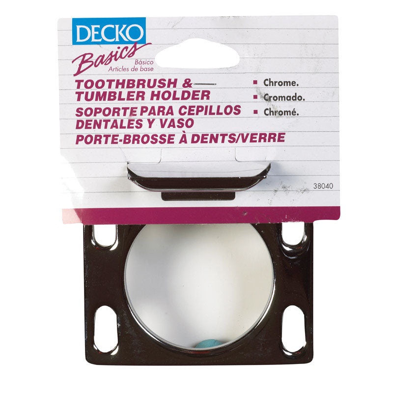 Decko Toothbrush and Tumbler Holder 1.8 in. H x 6 in. L x 4.8 in. W Chrome Chrome Steel