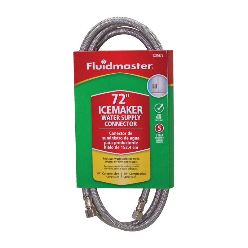 Fluidmaster 1/4 in. Compression x 1/4 in. Dia. Compression Stainless Steel Ice Maker Supply Li