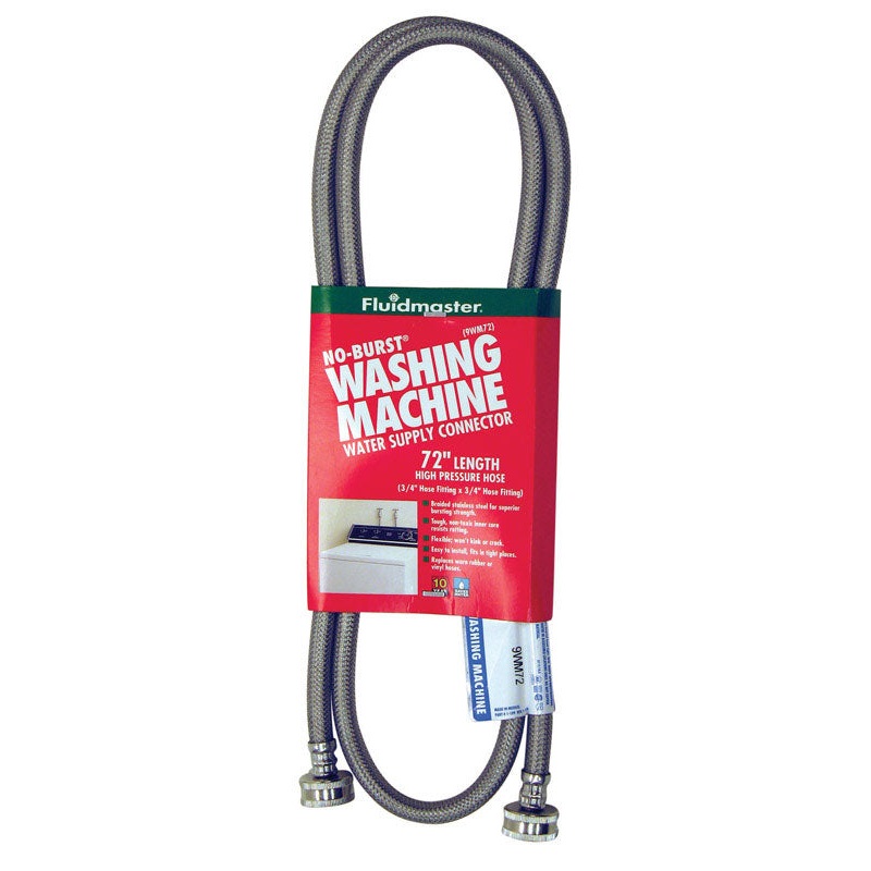 Fluidmaster 3/4 in. Hose x 3/4 in. Dia. Hose Stainless Steel Washing Machine Supply Line 72 i