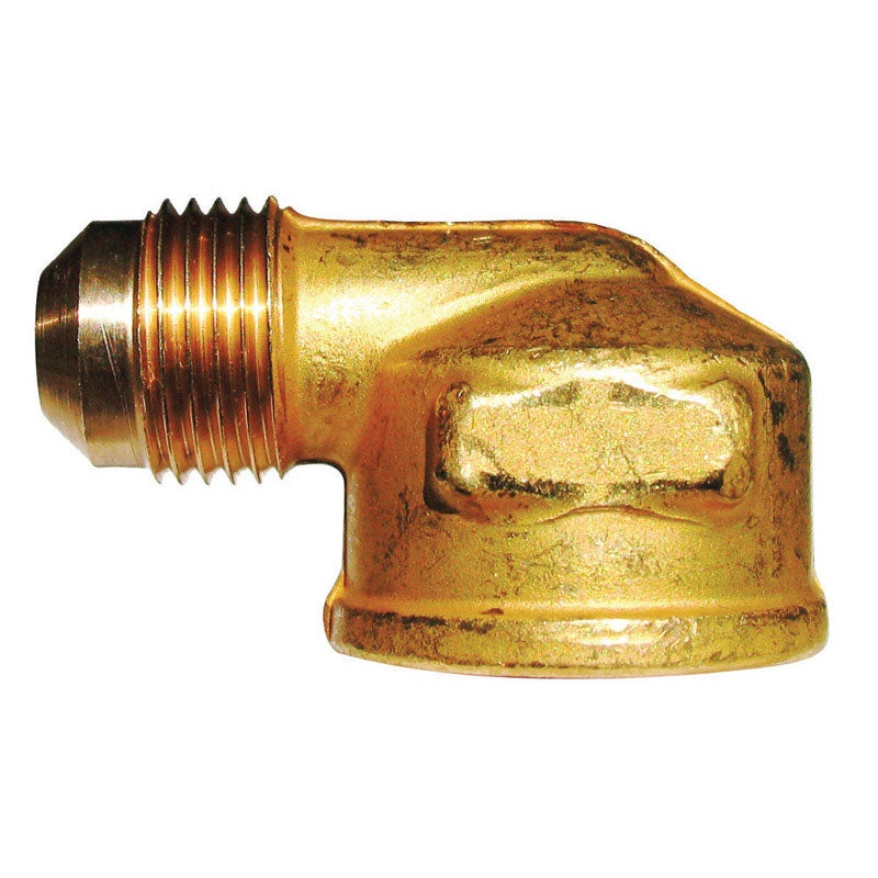 JMF 3/8 in. Dia. x 3/8 in. Dia. Flare To FPT 90 deg. Yellow Brass Elbow