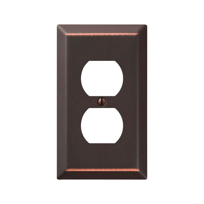 Amerelle 1 gang Aged Bronze Stamped Steel Duplex Outlet Wall Plate 1 pk