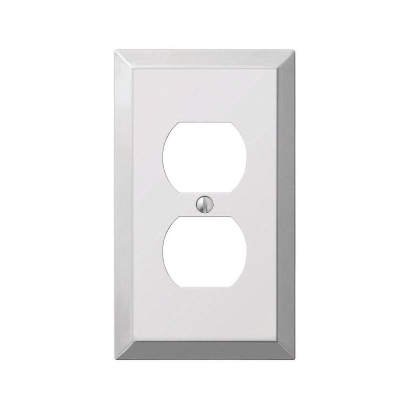 Amerelle 1 gang Polished Chrome Stamped Steel Duplex Outlet Wall Plate 1 pk