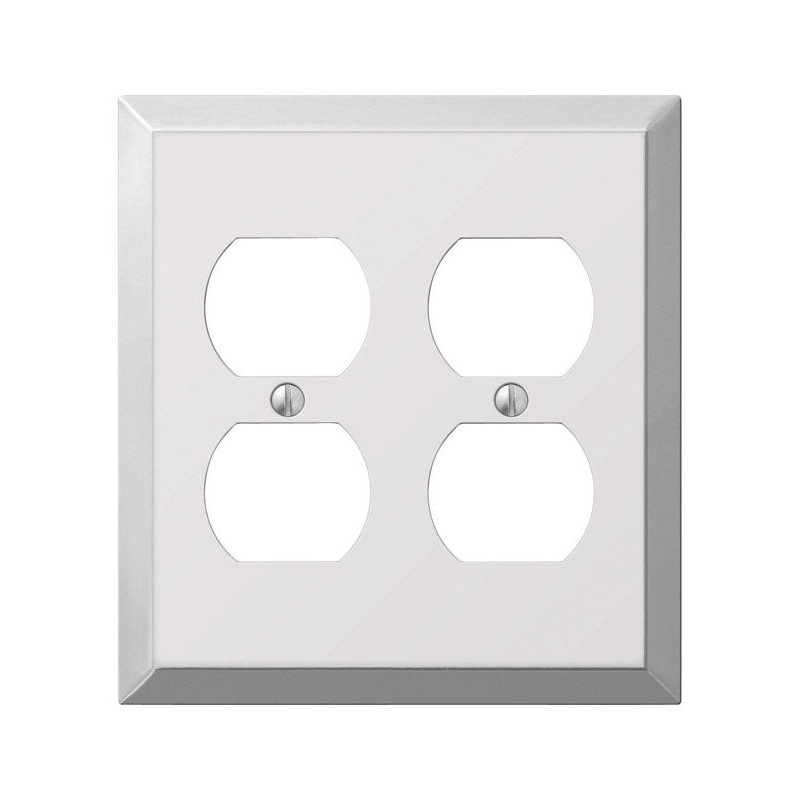 Amerelle 2 gang Polished Chrome Stamped Steel Duplex Outlet Wall Plate 1 pk