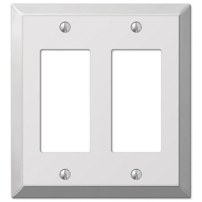 Amerelle 2 gang Polished Chrome Stamped Steel Rocker/GFCI Wall Plate 1 pk