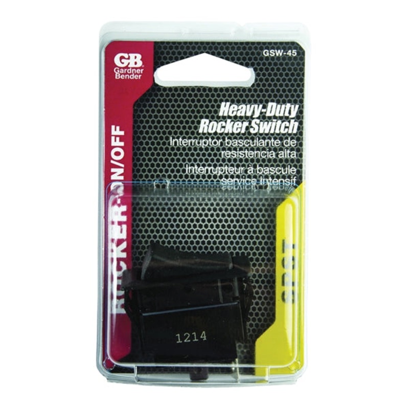 Gardner Bender 20 amps Black Rocker Rocker Switch Single Pole 1