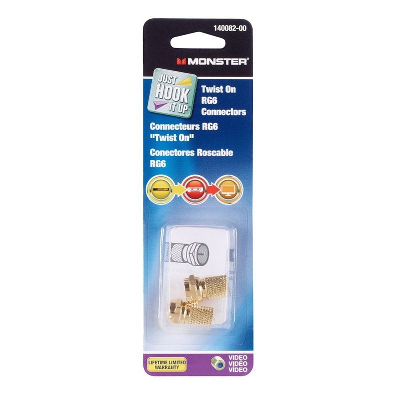 Monster Cable RG6 Twist-On Coaxial Connectors 75 2 pk