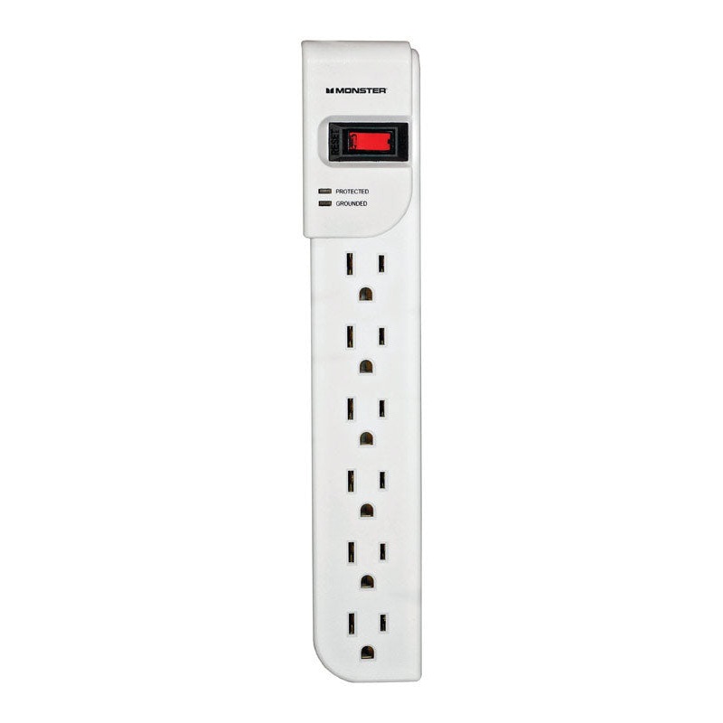 Monster Just Power It Up 4 ft. L 6 outlets Surge Protector White