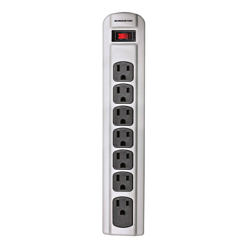 Monster Just Power It Up 4 ft. L 7 outlets Power Strip Gray