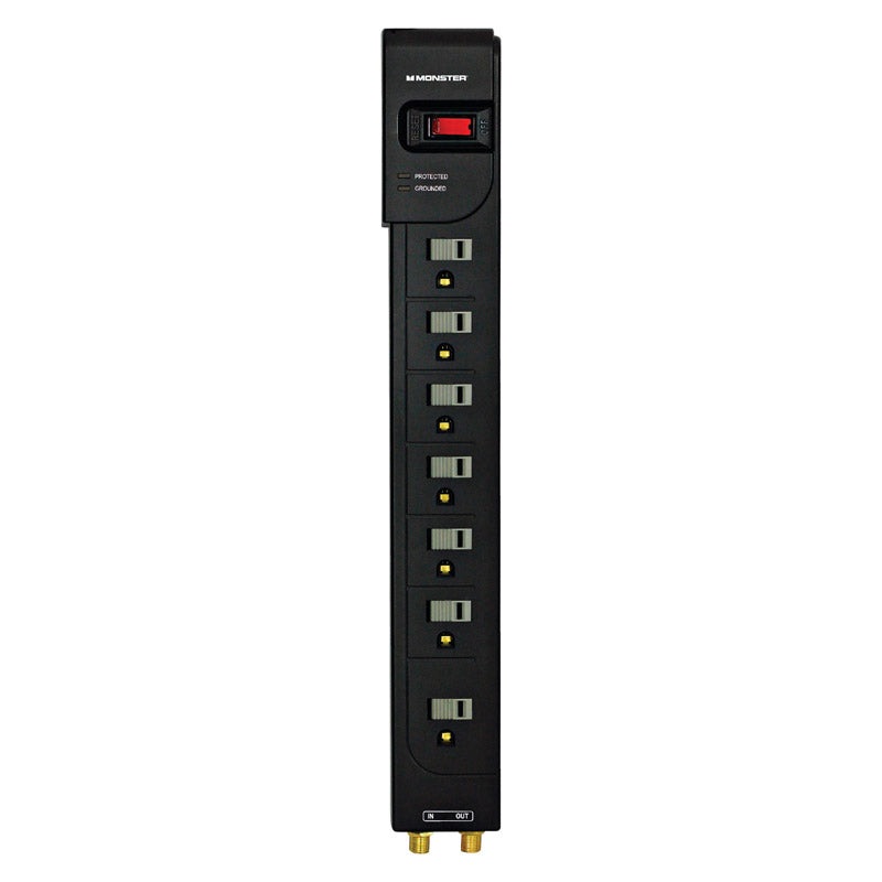 Monster Just Power It Up 6 ft. L 7 outlets Surge Protector Black